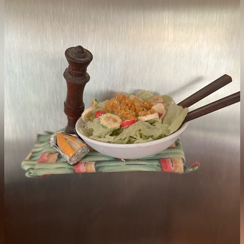 Woo & Locke Salad Bread Peppermill 3D Food Drink Fridge Magnet Bowl